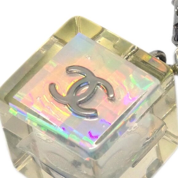 Chanel Dangle Cube Earrings Clip-On Clear 97P - Picture 2 of 4